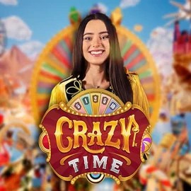 Crazy Time slot logo by Evolution at Guru Casino