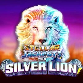 Stellar Jackpots with Silver Lion slot logo by Lightning Box Game at Guru Casino